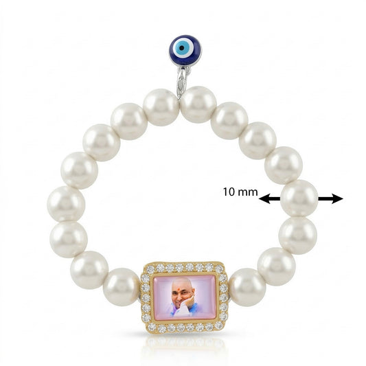 Cultured Pearls Stretch Guruji Bracelet for Men women (BLRM6722)
