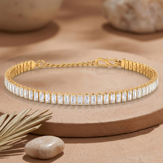 Brass Micron Gold Plated Tennis Bracelet for Women and Girls (BLSV1760)