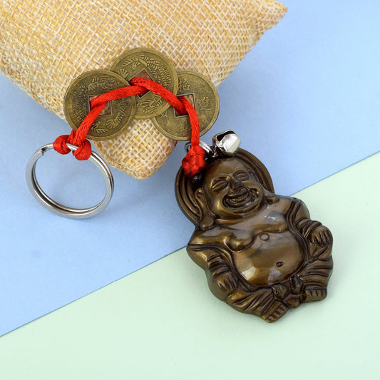 Laughing Buddha Chinese Coin Lucky Keychain (CLMC4947)