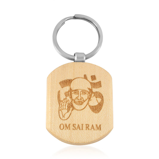 Wooden, Bi-colour, Shirdi Sai baba Stylish Accessory Article God Keyring