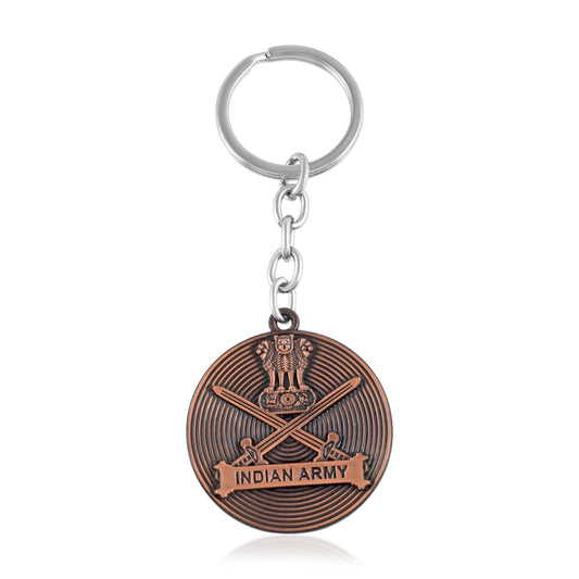 Pure Copper Indian Army Logo Patriotic Keychain Indian Military Keyring