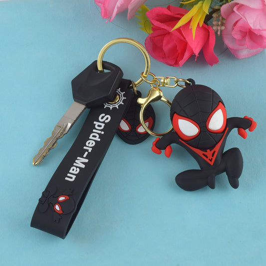 Spiderman Keychain | Keyring & Quirky Bag Charm | Hard Silicone, Unbreakable | Travel Essential | Kids Friendly | Comes With Strap & Bag Hook | Single Piece (CLMC8544)