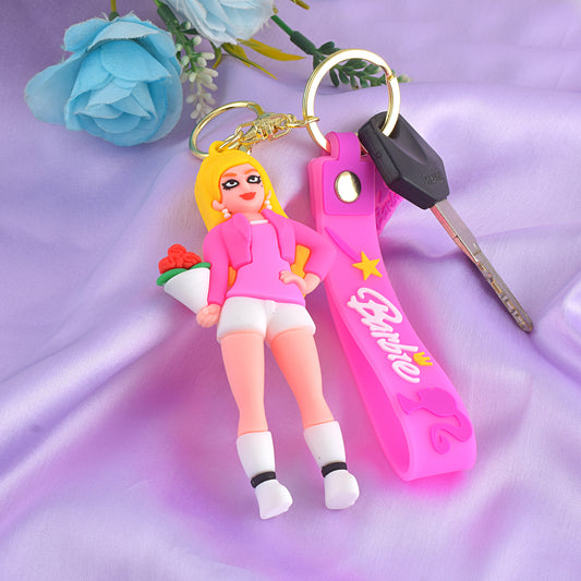 Barbie Doll 3D Keychain | Keyring & Quirky Bag Charm | Hard Silicone, Unbrekable | Travel Essential | Kids Friendly | Comes With Strap & Bag Hook | Single Piece (CLMC8545)