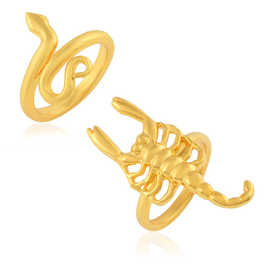 Brass 24KT Goldplated Scorpion & Snake Finger ring Combo (CMGS6004)