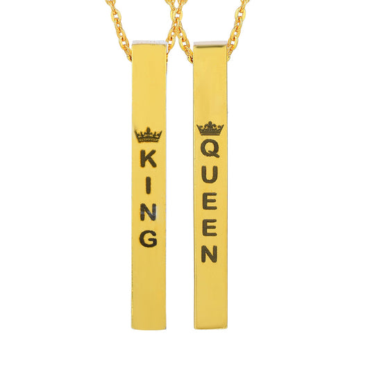 Brass Goldplated Bar shape King & Queen Fashion pendant Combo