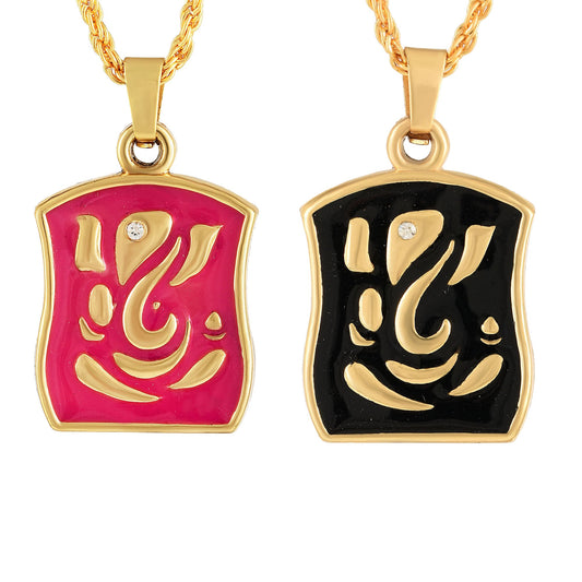 Gold plated Combo of two Ganesh Ganpati chain pendant