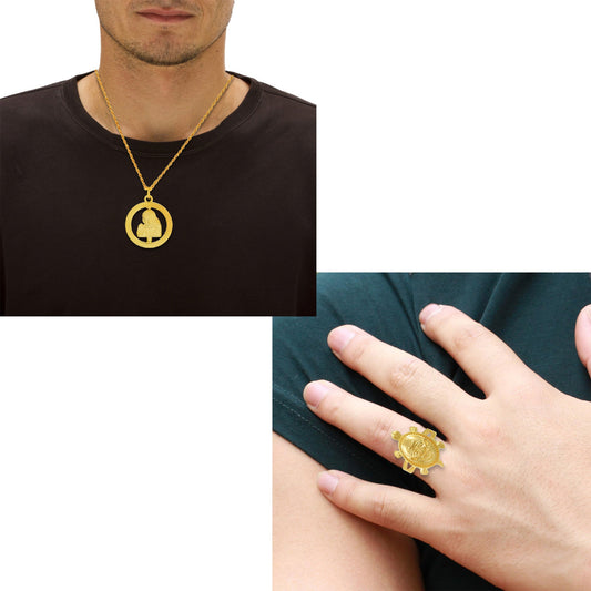 Gold Brass Combo of Shirdi SAI BABA pendant and finger ring