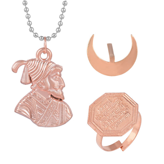 Copper Shivaji Pendant, Rajmudra and Chandrakor Combo Men Women