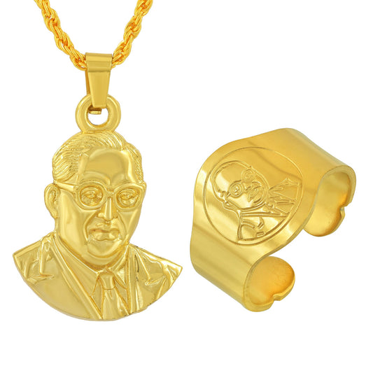 Brass 24KT Gold Ambedkar pendant & Finger ring (CMNI8128)