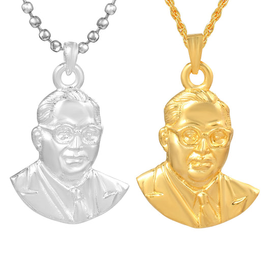 Brass Gold & Silverplated Combo of 2 Bhimrao Ambedkar chain pendant