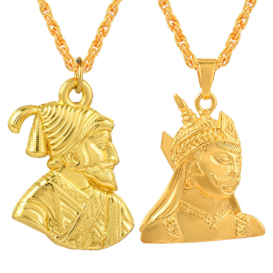 Micron 24KT Gold Shivaji & Maharana Pratap pendants (CMOM4464)