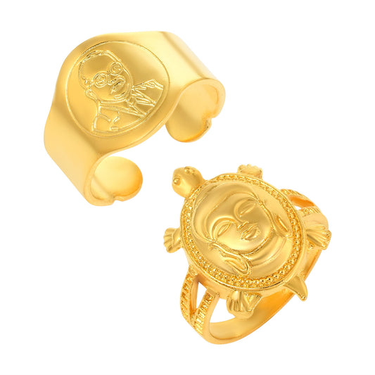 Brass Goldplated Combo of Buddha and Bhimrao Ambedkar fingerrings