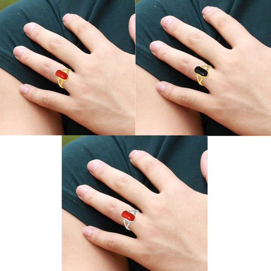 Goldplated Black Onyx Fingerring Combo Astrology Men Women