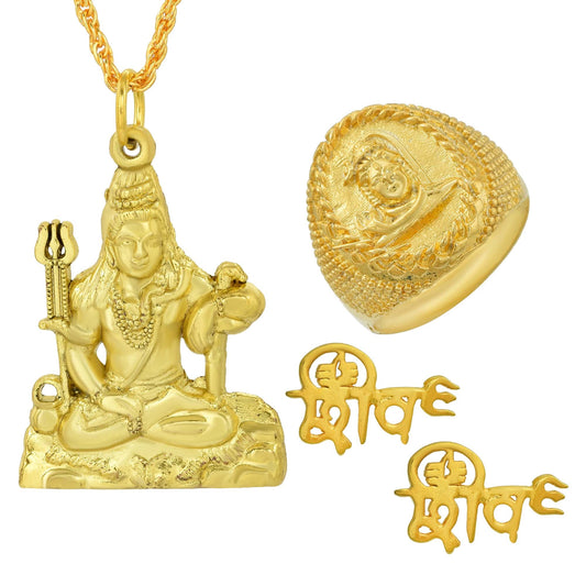 Goldplated Brass Mahadev Shiv Jewellery Combo