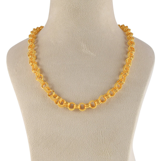 Brass Goldplated Textured Heavy chain Necklace