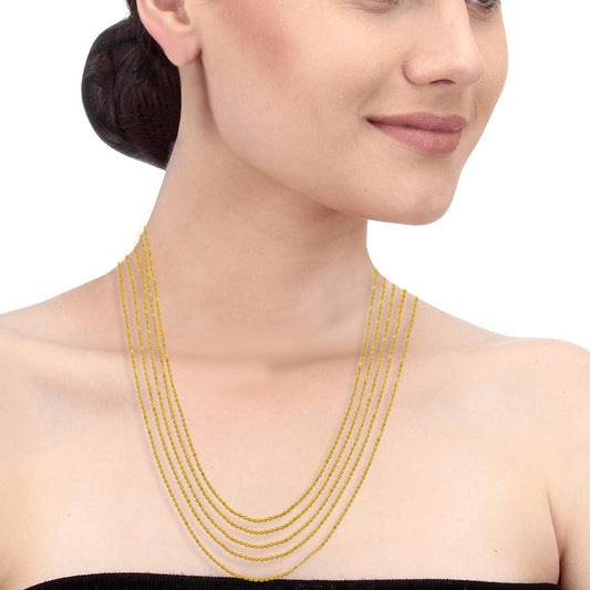 Gold plated 5 strand Ball bead Long Fashion necklace Women