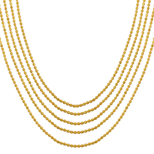 Gold plated 5 strand Ball bead Long Fashion necklace Women