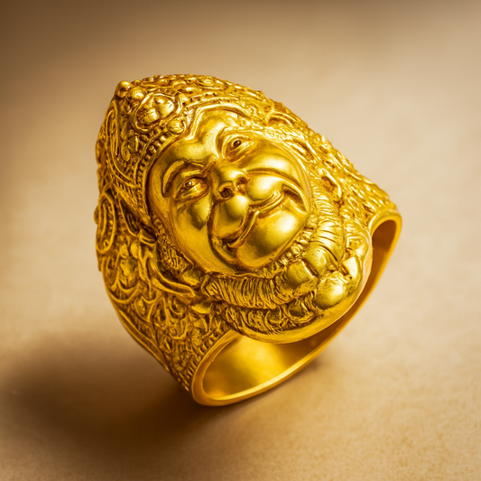 Brass 1 Gram Gold Rudra Hanuman finger ring (ORDM3816)