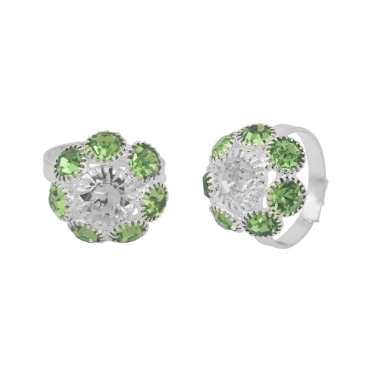 Silver plated Green and White CZ stylish Adjustable Ethnic Traditional Fashion foot ring