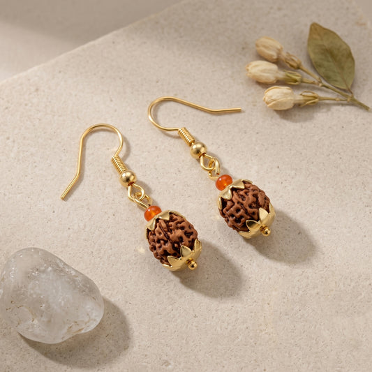 Genuine and real Panchmukhi Rudraksha Earrings (ERAJ3085)