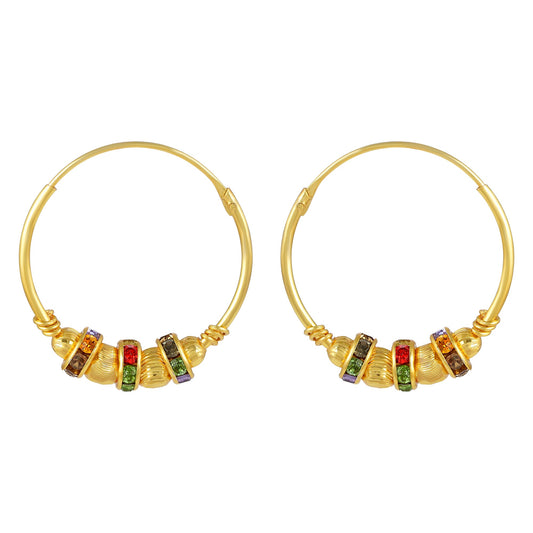 Micron Goldplated Crystal studded Fashion Hoop Bali earring Women