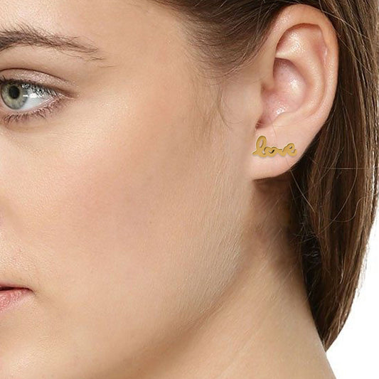 Gold plated Brass, LOVE word Fashion earring