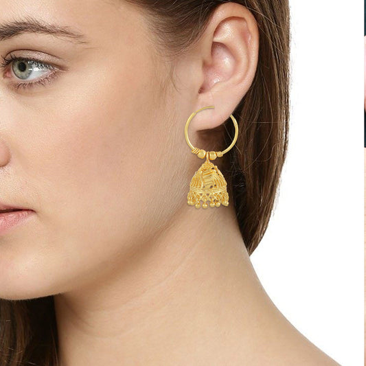 Micron Goldplated Hoop Bali Jhumki Women Earrings (ERAT2707)