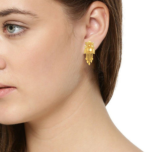 Brass Goldplated Flower and tassle pattern Fashion Earrings