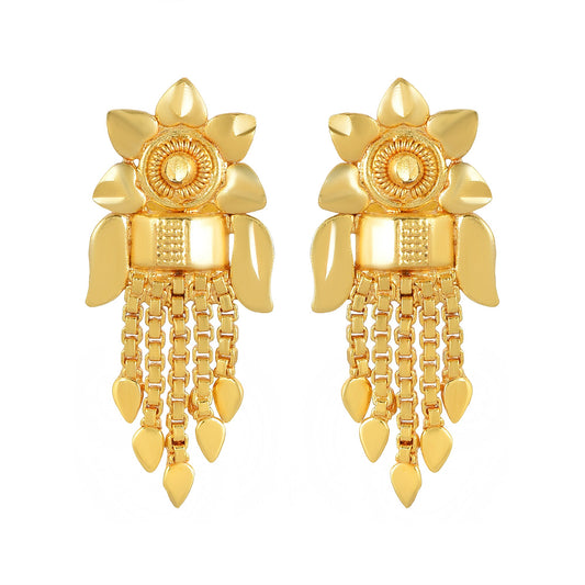 Brass Goldplated Flower and tassle pattern Fashion Earrings