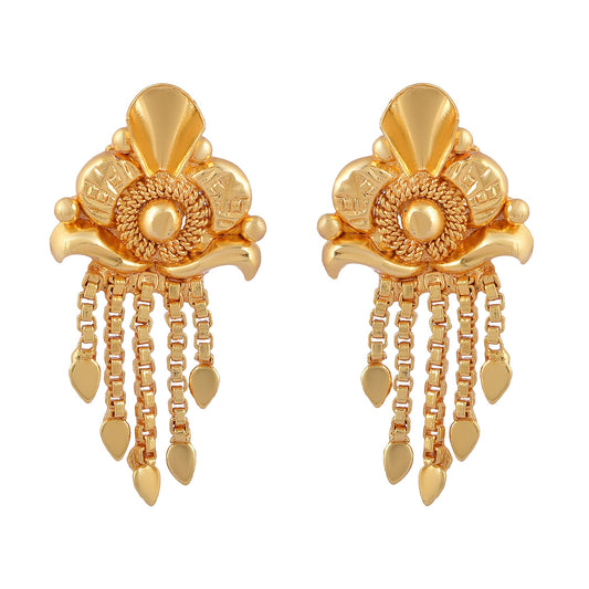 Brass Goldplated Tassled Fashion Stud Earring Women