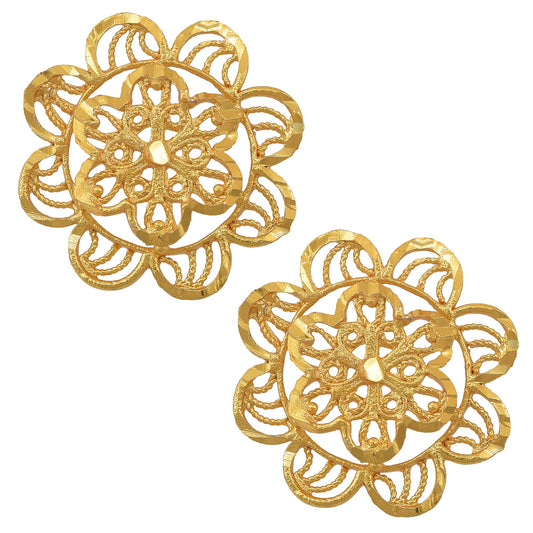 Gold plated hanmade filigree work flower design Fashion earring