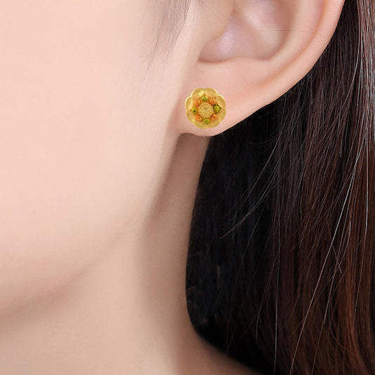 Gold plated Handmade Meenakari Fashion earring studs