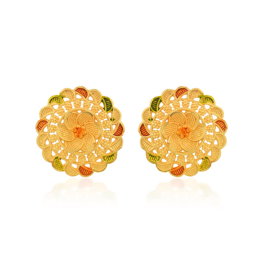 Brass Gold plated Handmade Meenakari Fashion Women Earrings studs