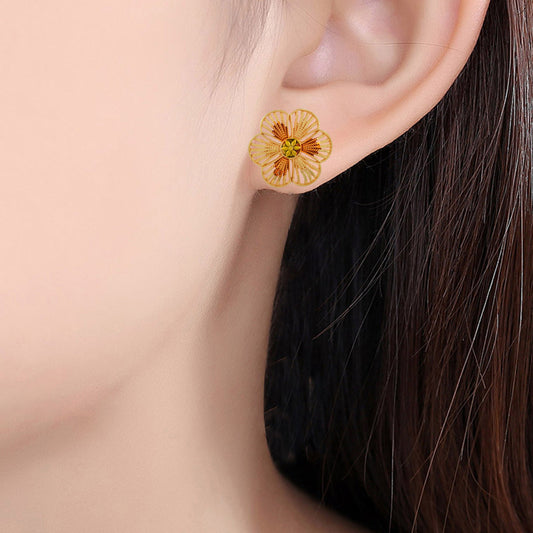 Brass Micron Goldplated Bikaneri Handmade Fashion Women Stud Earrings