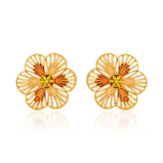 Brass Micron Goldplated Bikaneri Handmade Fashion Women Stud Earrings