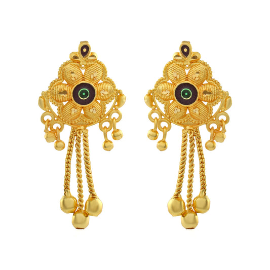 Brass Goldplated Meenakari Tassled Fashion Stud Earring