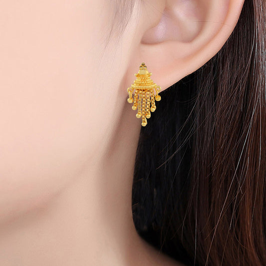 Brass Goldplated Stylish South Indian Tassled Fashion Stud Earring