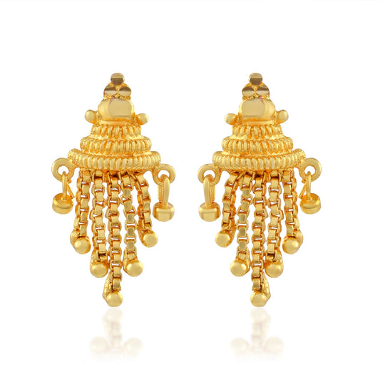 Brass Goldplated Stylish South Indian Tassled Fashion Stud Earring