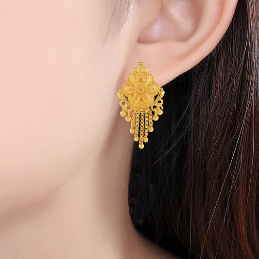 Brass Goldplated Handmade Tassled Stud Earings