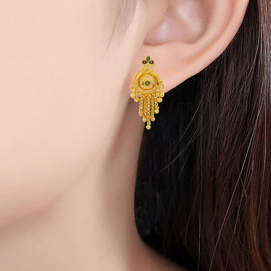 Brass Goldplated Meenakari Tassle small Fashion Stud Earring Women