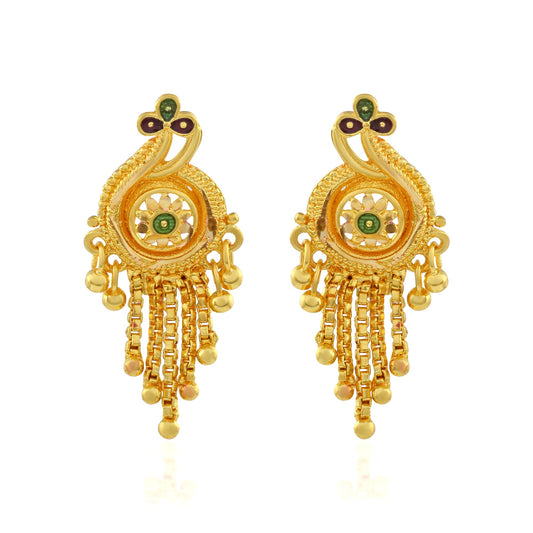 Brass Goldplated Meenakari Tassle small Fashion Stud Earring Women