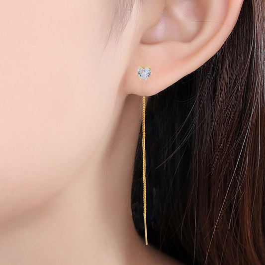 Brass Goldplated CZ Sui Dhaga Special Design Dangler Stud Fashion Earrings