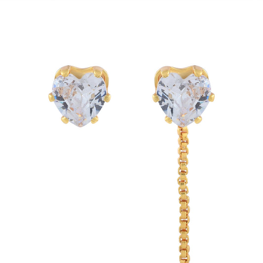 Brass Goldplated CZ Sui Dhaga Special Design Dangler Stud Fashion Earrings