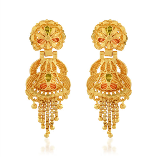 Brass Goldplated Tassled Meenakari women Fashion Earring