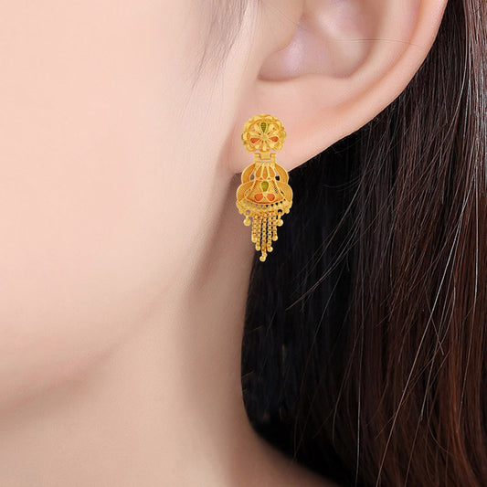 Brass Goldplated Tassled Meenakari women Fashion Earring