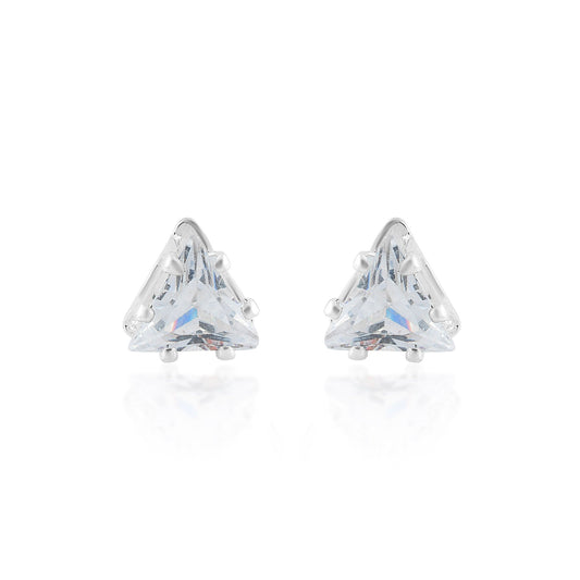 Silverplated Triangle Shape Imitation Diamonds CZ Stylish Fashion Stud earrings