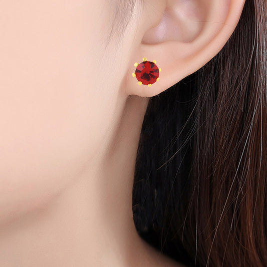 Goldplated Faux Ruby Manik Stud Earring Women