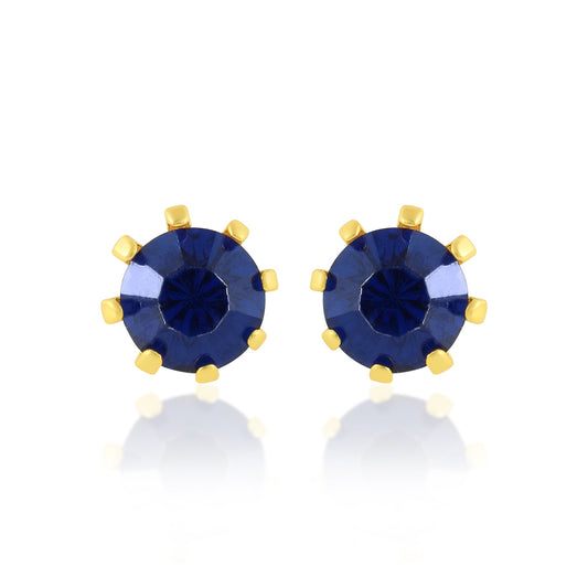 Goldplated Faux Neelam Blue Sapphire Stud Earring Women