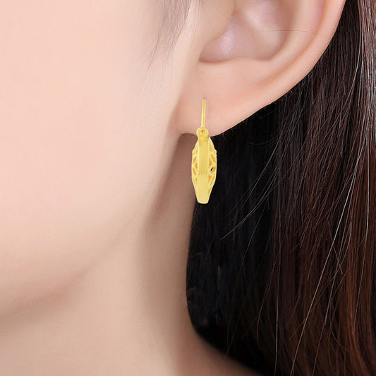 Brass Goldplated Basket shaped Hoop Earrings Women