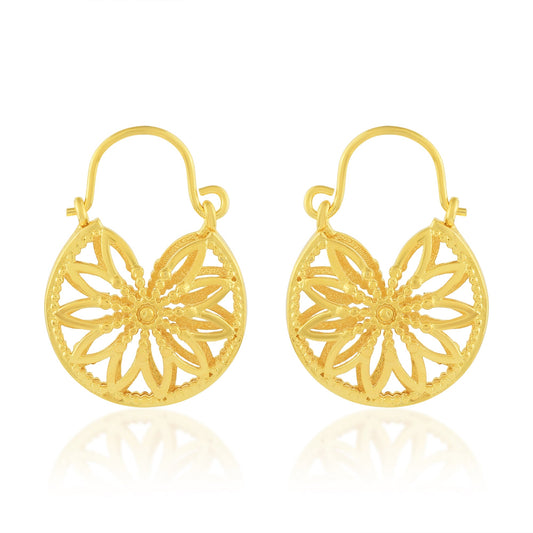 Brass Goldplated Basket shaped Hoop Earrings Women